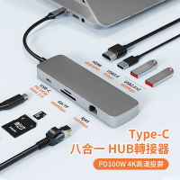 ANTIAN Type-C 八合一HUB轉接器 三孔USB集線器 千兆網絡 HDMI轉換器 Mac轉接頭