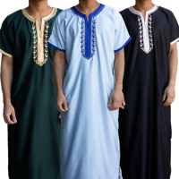 Islamic Men's Traditional Clothing New In Gandoura Morocco Djellaba Prayer Dress For Men Ethnic Styl