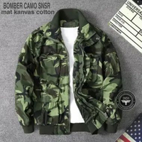 MND Jaket Bomber Pria Camo Army Jaket Bomber Kanvas Jaket Bomber Loreng Camo Army M