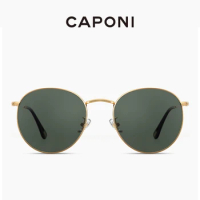 CAPONI Classical Ray Cut Sunglasses For Women Polarized Fashion Brand Eyewear Round Sun Glasses For Men UV Protection CP708