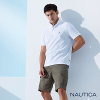 Nautica 男裝 素色質感透氣短袖POLO衫-白色
