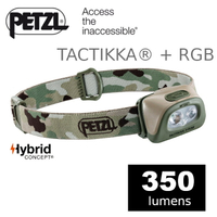 【速捷戶外】PETZL E089FA 高亮度LED頭燈-迷彩(350流明) TACTIKKA+ RGB, 可切換紅綠藍三色,登山露營戶外夜間照明