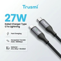 Trusmi CA12-03 Kabel Type C To Lightning 27W Smart Power Off Braided Cable Data Fast Charging