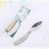 Free shipping 2017 New arrival Chrome Leaf butter knife Spreader Valentines Day gift Christmas wedding favors
