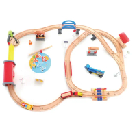 【PAMABE】木製玩具火車軌道組-聲響隧道高架(軌道車/玩具車/玩具收納/兒童玩具/自由組合)
