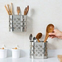 開發票 筷籠 廚房不銹鋼瀝水筷子簍 壁掛式分格置物架家用快勺收納筒瀝水b