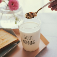 48號雜貨鋪 ins同款goodmorning早安耐熱玻璃杯 牛奶杯果汁杯