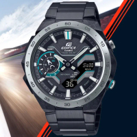 【CASIO 卡西歐】EDIFICE WINDFLOW 藍牙連線 太陽能雙顯腕錶 母親節 禮物 推薦(ECB-2200DD-1A)