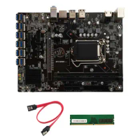 B250C BTC Mining Motherboard+DDR4 8G 2666MHZ RAM+SATA Cable 12XPCIE to USB3.0 GPU Slot LGA1151 Computer Motherboard