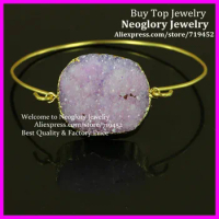 5PCS Druzy Bangle Bracelet, Gold Bracelet,Natural CRYSTAL Druzy Stone Stone Bangle, Druzy Drusy Quartz Stone Bangle bracelet