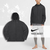Nike 長袖外套 YOGA Jacket 男款 黑灰 連帽上衣 拇指孔 雙向拉鍊 瑜珈 運動 CU6261-010