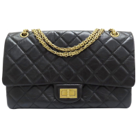 【二手名牌BRAND OFF】CHANEL 香奈兒 黑色 牛皮 2.55 鍊帶 肩背包 金扣