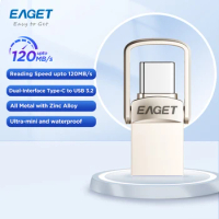EAGET USB 3.2 Flash Drive 2 in 1 USB and Type C Pen Drive 32gb 64gb 128gb 256gb Pendrive Memory Stick flash Disk for PC Phone