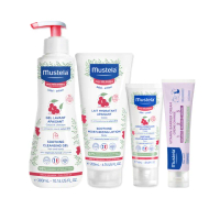 【Mustela 慕之恬廊】舒恬良 敏弱清潔防護組(雙潔露300ml+潤身乳200ml+面霜40ml+屁屁膏50ml 敏感無香乳液)
