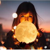 創意旅拍夜景道具月球燈婚紗兒童拍照擺件燈古裝寫真拍攝發光月球