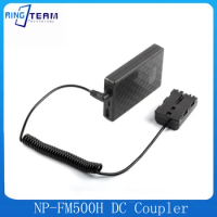 Male DC 5.5*2.5 Coiled Cable NP-FM500H Dummy Battery FM500H for Sony DSLR-A200,DSLR-A560, A57, A58, A65, A77, A77 II, A77 2, A99