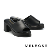 拖鞋 MELROSE 美樂斯 簡約日常純色美型高跟拖鞋－黑