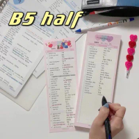 Sharkbang B5 Half Memo Pads Stationery Notes 50 30 Sheets Heart Gird Line English Words Notebook Paperlaria Small Books Papers