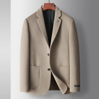【巴黎精品】毛呢外套休閒西裝-羊毛保暖商務百搭男外套3色p1ac8