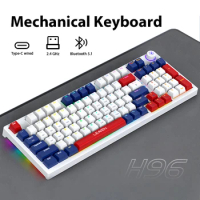 Mechanical Keyboard 96 Keys Wireless Bluetooth Rechargeable 2.4G BT5.1 ESports Gaming Computer RGB Backlit Keyboard Accessorie