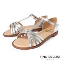 【TINO BELLINI 貝里尼】巴西進口銀色T字細帶平底涼鞋FS7T003(銀色)