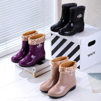 But Hujan Atas Rendah Selesa Thick Four-Season Gel Shoes for Women, Mid-Height Thick Sole, Suitable 