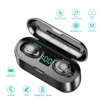 Fon Kepala Alat Dengar Wayarles, TWS F9, Fon Telinga, Fon Telinga Sukan, Alat Dengar, Serasi dengan 