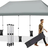 10x20 Pop Up Canopy Tent Durable Easy Up Outdoor Canopy 500D Waterproof Commercial Tent with 3 Adjustable Height Roller Bag