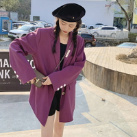 紫色西裝外套女春秋正韓休閒設計高級感西服小個子潮
