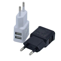 EU Plug 5V Dual USB Universal Mobile Phone Chargers Travel Power Charger Adapter Plug for For iPhone Samsung Xiaomi Huawei