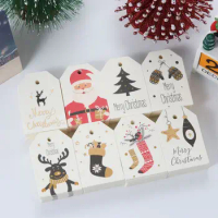 50PCS Merry Christmas DIY Kraft Tags Labels Gift Wrapping Paper Hang Tags Santa Claus Kraft Paper Cards Xmas Party Supplies