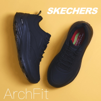 Skechers 工作鞋 Max Cushioning Arch Fit SR 女鞋 黑 全黑 抗油 抗汙 防滑 108112BLK