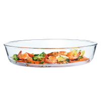 耐熱玻璃烤盤橢圓玻璃碗蒸菜蒸魚盤焗飯微波爐烤箱烤具烘焙盆湯菜