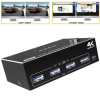 HDMI-compatible Splitter Switch Game Internet Splitter Adapter 2X1 Dual DP/HDMI-compatible KVM Switch extend screen Splitter Box