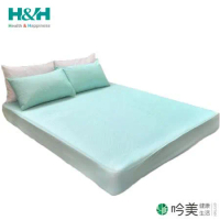 【南良 H&amp;H】涼感床墊 抗菌釋壓 床包式(藍綠色 附枕頭套)182x188x0.6 cm(雙人加大) 消暑 好眠