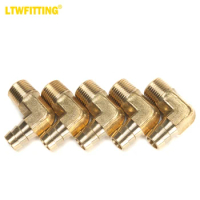 LTWFITTING 90 Degree Elbow Brass Barb Fitting 1/2 ID Hose x 3/8-Inch Male NPT Fuel Boat Water(Pack of 5)