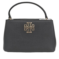【TORY BURCH】TB Britten 簍空雙T LOGO 荔枝紋小號手提斜背包(黑色/贈原廠防塵袋紙袋母親節送禮)