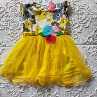 Gaun Anak Shabby Chic 2-3 Tahun | Dress Katun Motif Bunga Kombinasi Tutu Tile Elegan