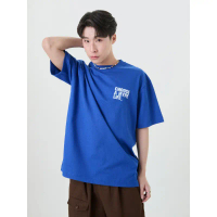 Hype It - Happy Life T-Shirt (blue)เสื้อยืดแขนสั้นทรงOversizedแบรนด์ Hype It  (คอไม่กว้าง ทรงไหล่ตก)