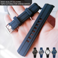 Watch Band For Omega SEAMASTER 007 PLANET OCEAN AT150 Pin Clasp Watch Accessories Men Rubber Watch Bracelet Silicone Watch Strap