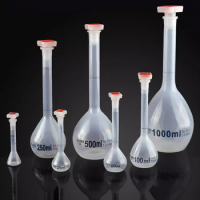Flat Mouth Plastic Volumetric Flask Reagent Bottle Lab PP Container Bottle White Flask with Plug Long Neck Bottle 25-1000ml