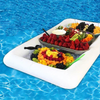 Swimming Pool Beer Bar Air Floating Row Inflatable Water Sports Table Summer Beach Food Drink Tray Party Bucket Cup Holder