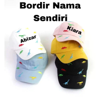 Topi Baseball Anak Laki Laki Perempuan Full Bordir Dino Banyak Gratis Bordir Nama