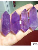天然紫水晶柱原石黑曜石粉晶黃白水晶碎石雙尖單尖柱擺件