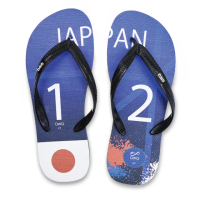 【QWQ】男款防滑夾腳人字拖鞋-海灘玩水-耐磨好穿-經典國家世足款- Japan日本-黑 MIT(AFWC)