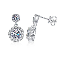 Loket Beg Bulat, E091, Moissanite (Bulatan Berganda), Elegan dan Kasual, dengan Pesona Berlian Padan