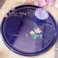 進口漆器樹脂紫色迎春花櫻花茶具餐具托盤茶盤