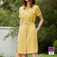 ILEY伊蕾 休閒率袖襯衫式洋裝(黃色；M-XL)1232017027