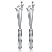 2 Pieces Stainless Steel Ball Whisk, Egg Beater Manual Mixer Whisk for Sauces Cream Cooking Blender (10Inch)