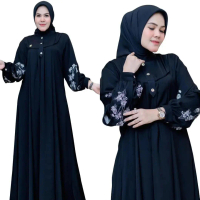 Gamis cerinkel terbaru 2024 Dress kondangan kekinian aplikasi bordir gaun pesta fashion muslim Diora